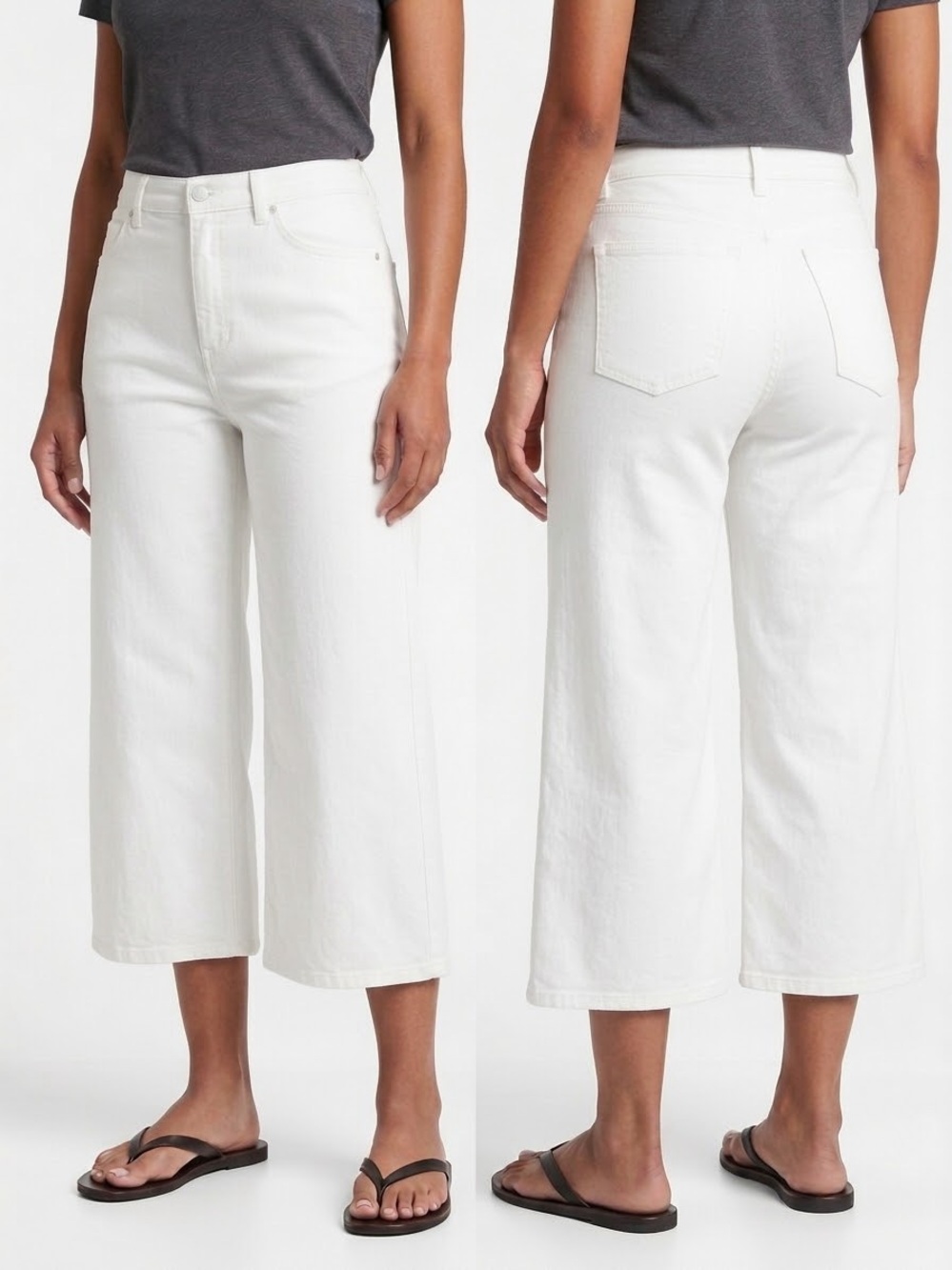 Ella Moss White Wide-Leg Cropped Jeans